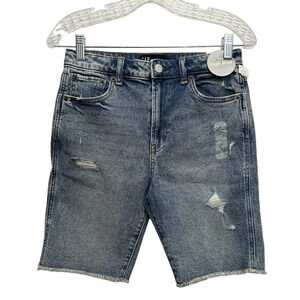Gap Teen Stretch High Rise Bermuda Short Size 16 Distressed Raw Hem New With Tag